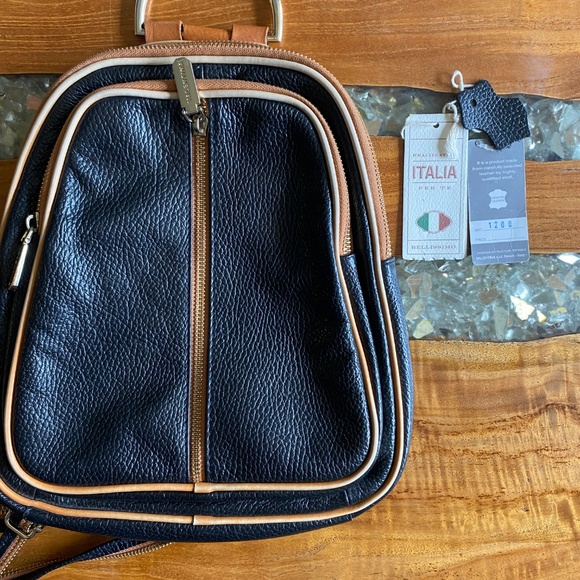 Valentina Genuine Pebbled Italian Sling Backpack/Shoulder Bag - Picture 5 of 9